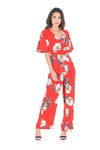 Red Floral Print Jumpsuit