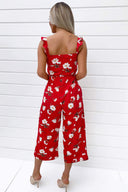 Red Floral Printed Jumpsuit