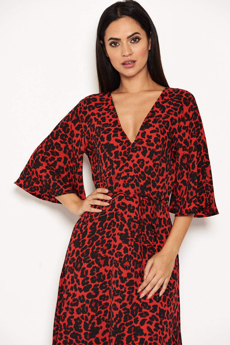 Red Leopard Printed Maxi Dress AX Paris US Red Leopard Printed Maxi Dress AX Paris US
