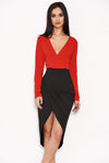 Red Long Sleeve 2 in 1 Dress
