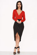 Red Long Sleeve 2 in 1 Dress