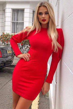 Red Long Sleeve Bodycon Dress
