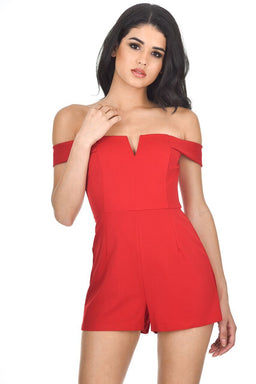 Red Notch Front Playsuit