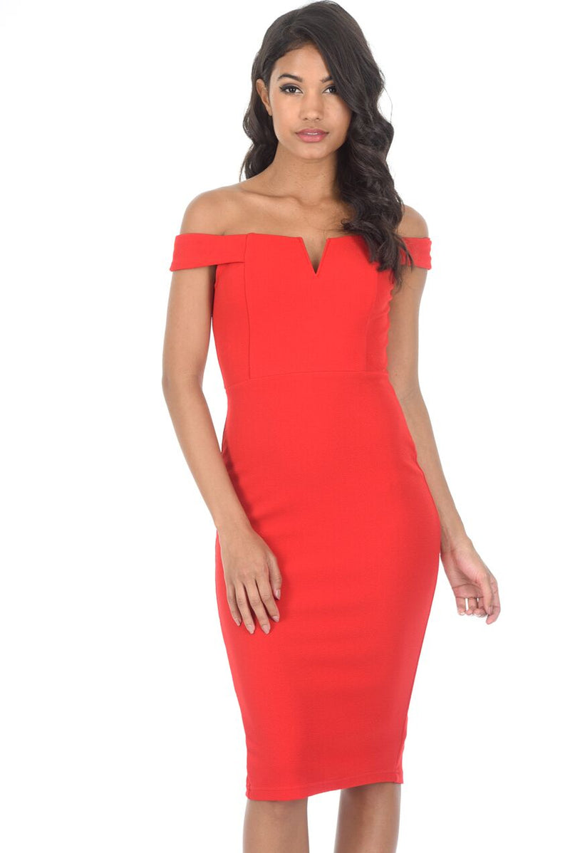 Red Off The Shoulder Cut Out Midi Dress – AX Paris US