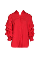 Red Ruffle Sleeve Shirt