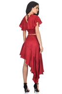 Red Satin Frill Skirt