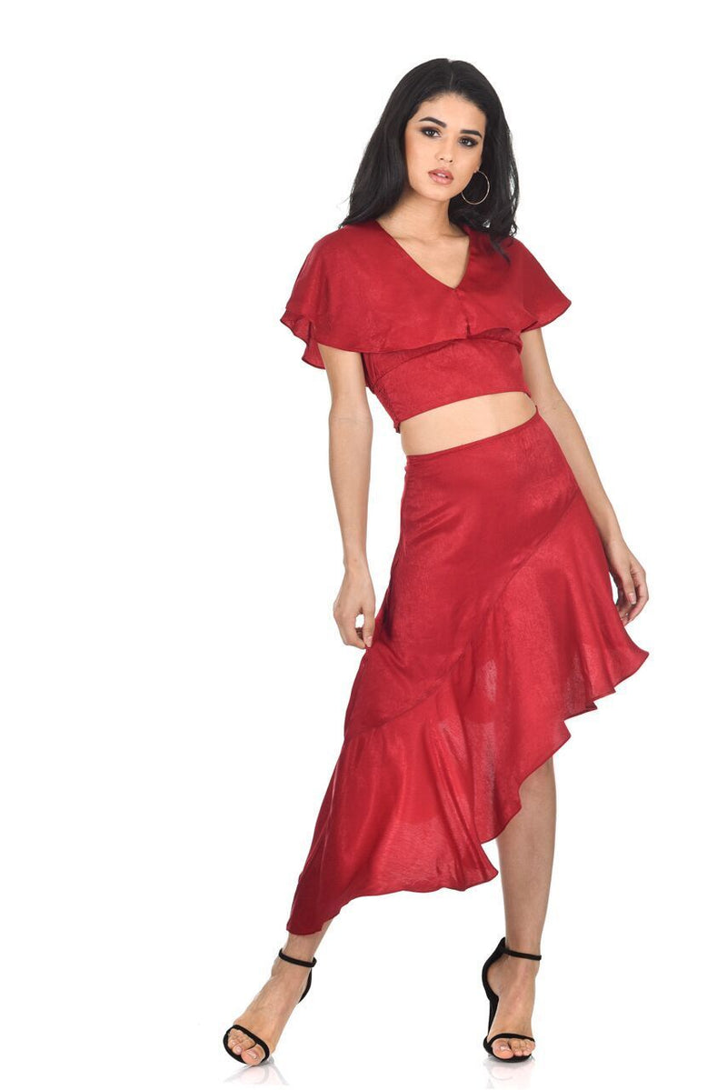 Red Silky Cropped Top