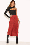 Red Spotty Asymmetric Midi Skirt