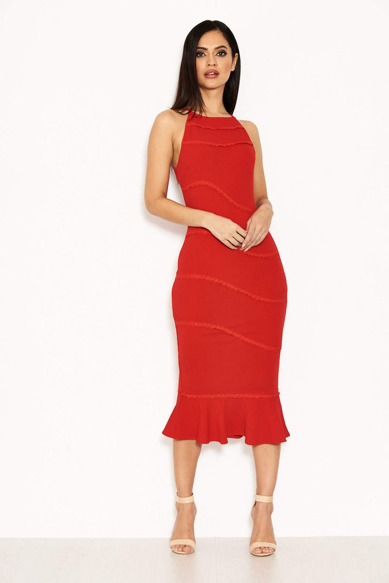 Red Strappy Fishtail Dress