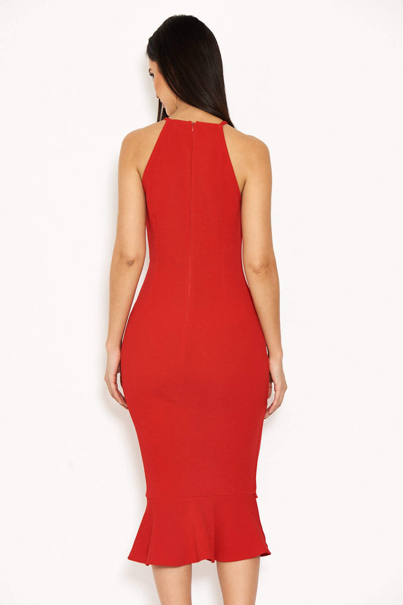 Red Strappy Fishtail Dress