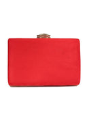 Red Suede Box Clutch With Jewel Clasp