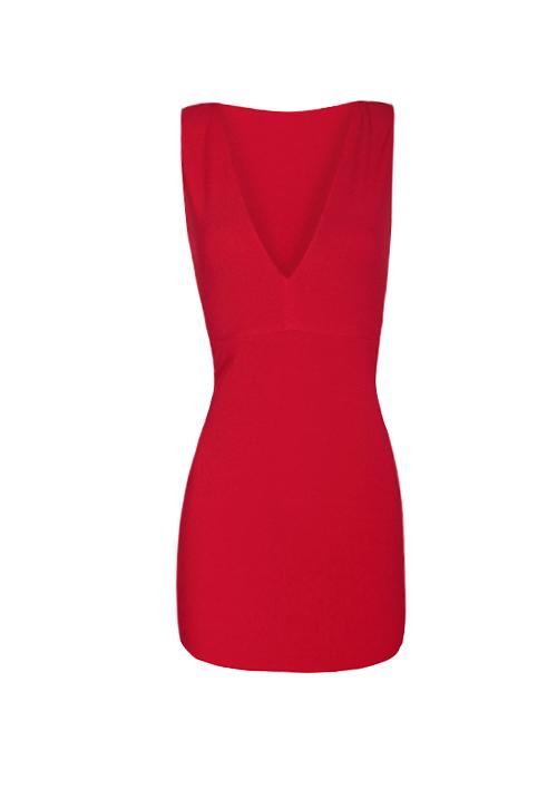 Red V-Front Bodycon Dress