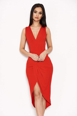 Red Wrap Bodycon Dress