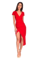 Red Wrap Midi Dress