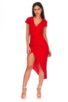 Red Wrap Midi Dress