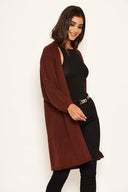 Rust Belted Batwing Knit Cardigan