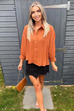 Rust Dip Hem Shirt
