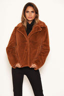 Rust Faux Fur Collared Jacket