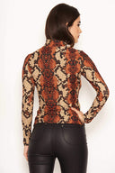 Rust Snake Print High Neck Top