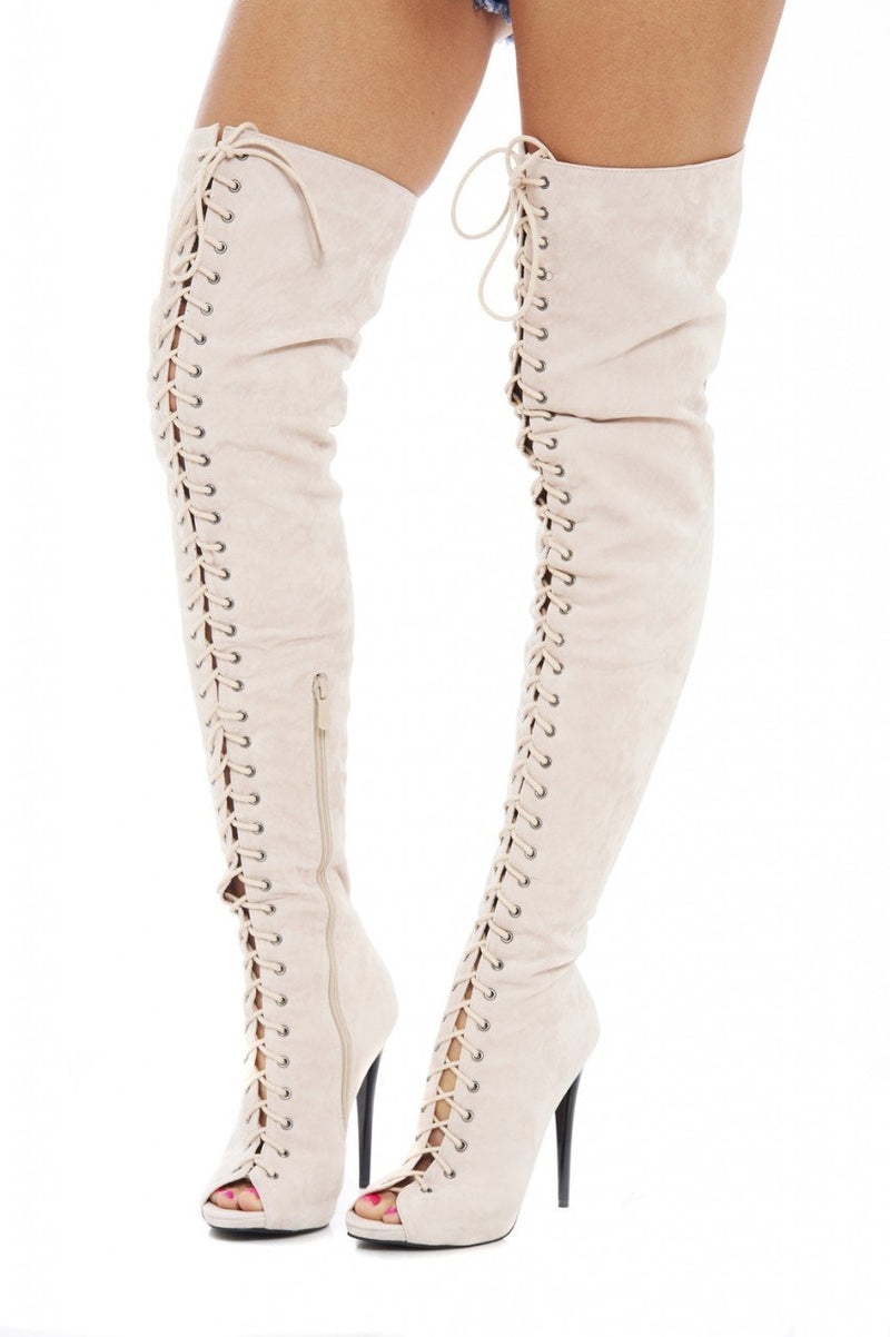 Thigh Lace Up Boot Heels