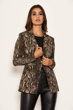Brown Snake Print Blazer