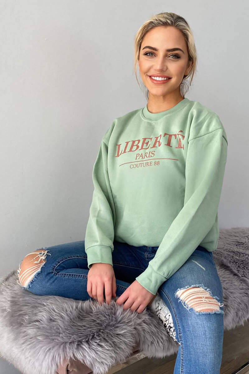 Sage Liberte Printed Sweatshirt