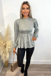 Sage Peplum Top