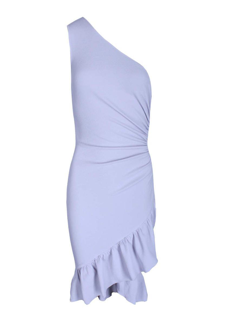 Silver Asymmetric Side Ruched Dress