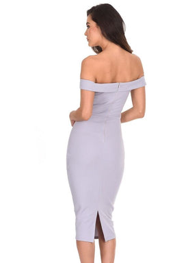 Silver Bardot Bodycon Dress
