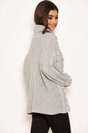 Silver Cable Knit Oversized Jumper