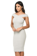 Silver Cross Over Bodycon Bardot Dress