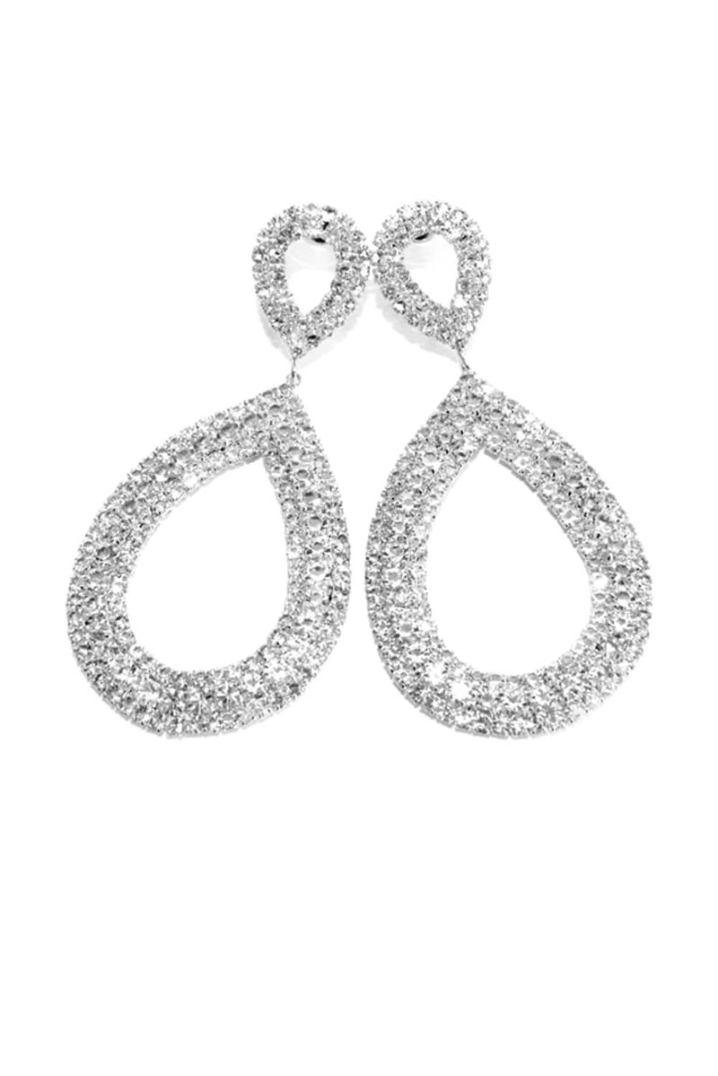 Silver Diamante Double Tear Drop Earrings