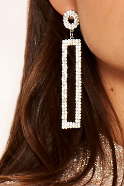 Silver Diamante Geometric Earrings