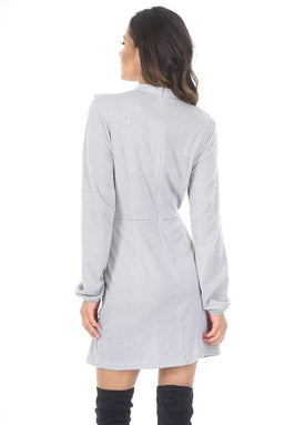 Silver Frill Front Skater Dress