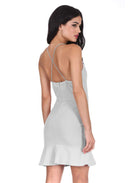 Silver Frill Hem Mini Dress