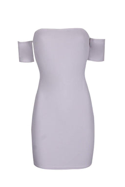 Silver Off The Shoulder Mini Dress