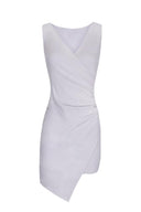 Silver V-Neck Wrap Skirt Dress