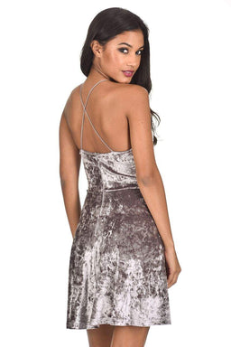 Silver Velvet Skater Dress