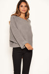 Silver Wide Sleeve Cropped Knit Jumper