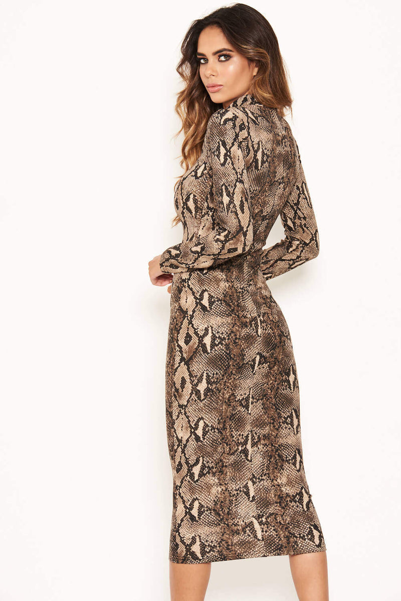 Snake Print Midi Dress | Snake Print Bodycon Midi Dress
