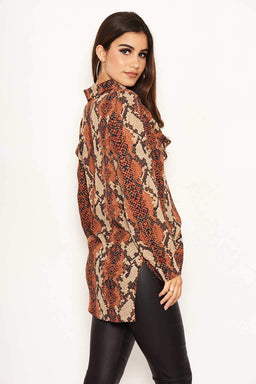 Snake Print Cowl Neck Top