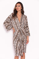 Snake Print Midi Wrap Dress