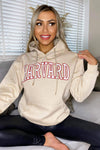 Stone Harvard Printed Hoodie