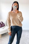 Stone Off The Shoulder Knitted Jumper