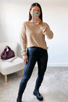 Stone Off The Shoulder Knitted Jumper