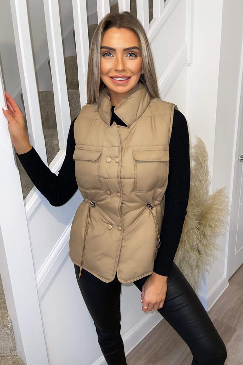 Stone Puffer Double Pocket Gilet