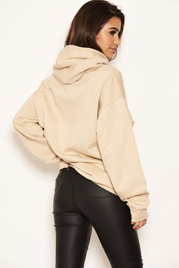 Stone Slogan Printed Hoody