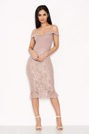 Strappy Lace Skirt Frill Hem Dress