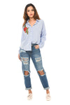 Stripey Rose Embroidered Shirt