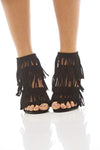 Multi Tassel Faux Suede Heels